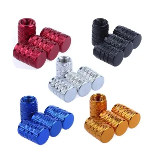 4Pcs Car Tire Valve Stems Cap Knurling Style Tire Valve Cap