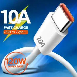 10A 120W Super Fast Charging USB Type C Cable for Huawei P40 P30