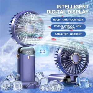 4000mAh Handheld Mini Fan Foldable Portable Neck Hanging Fans 5