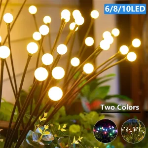 6/8/10 LED Solar Garden Lights Powered Firefly Lights Outdoor