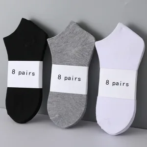 8 Pairs Women/Men Boat Socks Invisible Low Cut Silicone