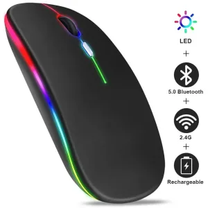 Wireless Mouse RGB Rechargeable Bluetooth Mice Wireless Computer Mause