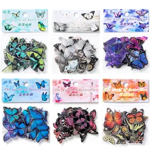 40Pcs/Set 3D Butterfly PET Transparent Sticker Multi Art Decals For