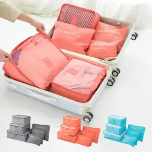 6 Pcs/Set Pink/Blue/Grey Travel Storage Bag Large Capacity Waterproof