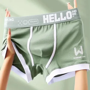 Men Boxer Shorts Panties Cotton Underwear Black Green