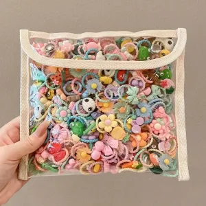 50Pcs/Lot Children Hair Accessories Girls Cartoon Elastic Hair Bands