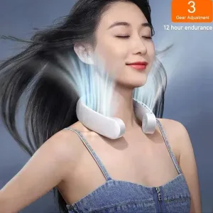 Mini Neck Fan Portable Bladeless Hanging Neck 1200mAh Rechargeable