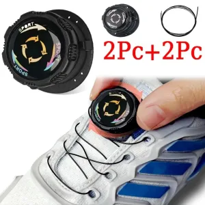 1pair Metal Wire Swivel Automatic Buckle Rope Sneaker ShoeLaces for